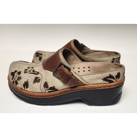 Klogs Footwear Austin Women's Floral Taupe/Brown Slip-Resistant Clog Shoes 8.5M - Picture 2 of 9